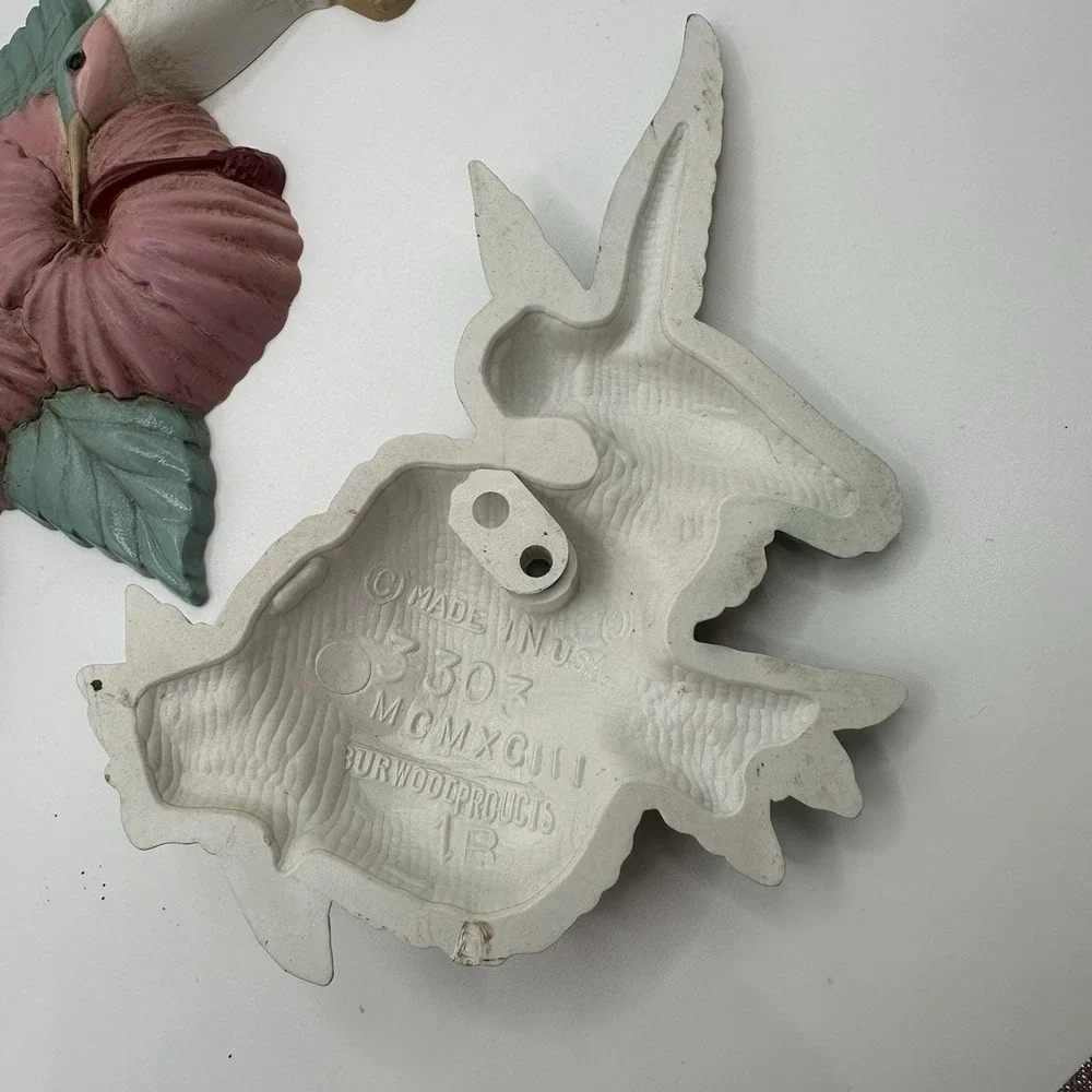 VTG 3 Piece Burwood Products Wall Decor Hummingbirds Flower‎ Wall Art 3303 Pink